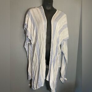 Blue Island white and blue striped lightweight cover-up